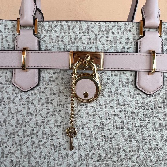 Michael Kors Hamilton Medium Satchel Shoulder Bag MK Vanilla Pink - Picture 6 of 10